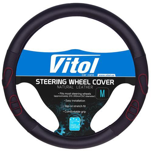 Vitol PU 1410002 BK/BK M Steering wheel cover black leatherettem M (37-39cm) PU1410002BKBKM: Buy near me in Poland at 2407.PL - Good price!