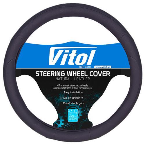 Vitol U 080242BK L Steering wheel cover black leatherette L (39-41cm) U080242BKL: Buy near me in Poland at 2407.PL - Good price!