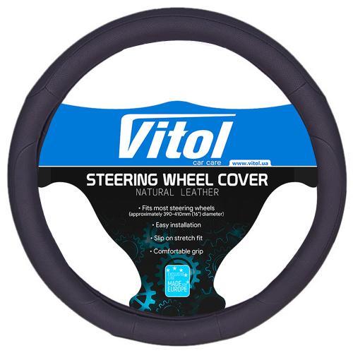 Vitol U 080242BK XL Steering wheel cover black leatherette XL (41-43cm) U080242BKXL: Buy near me at 2407.PL in Poland at an Affordable price!