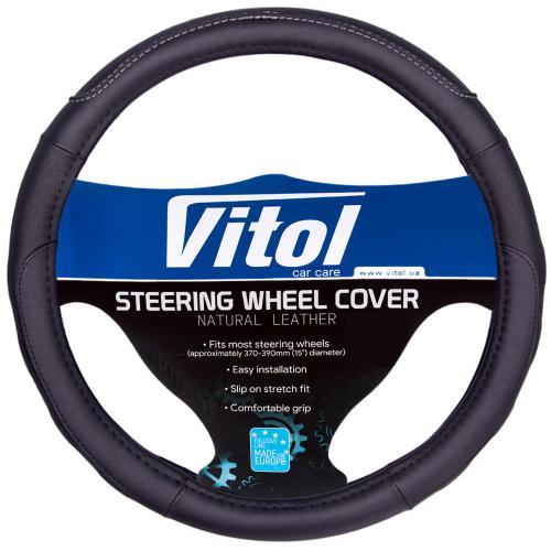 Vitol U 1402004 BK/BK M Steering wheel cover Black M (37-39 cm) U1402004BKBKM: Buy near me in Poland at 2407.PL - Good price!