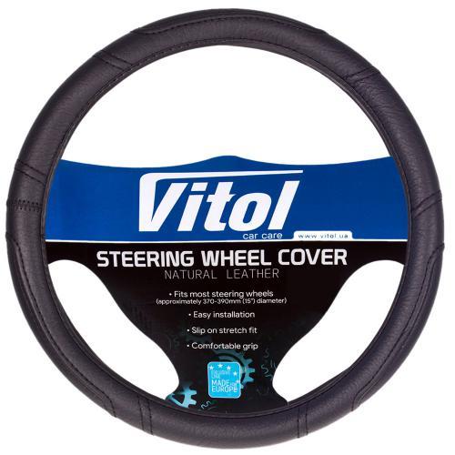 Vitol BB 0280B M Steering wheel cover black leatherette (black thread) M (37-39cm) BB0280BM: Buy near me in Poland at 2407.PL - Good price!