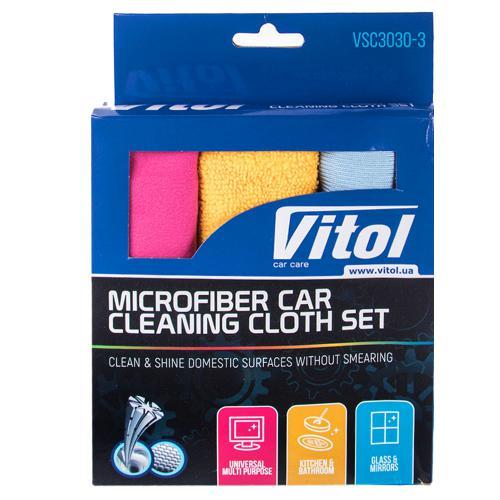 Vitol VSC3030-3 Microfiber car cleaning cloth set 3 pcs. VSC30303: Buy near me in Poland at 2407.PL - Good price!