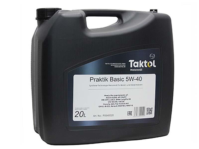 Taktol P0540020 Engine oil Taktol Praktik Basic 5W-40, 20L P0540020: Buy near me in Poland at 2407.PL - Good price!