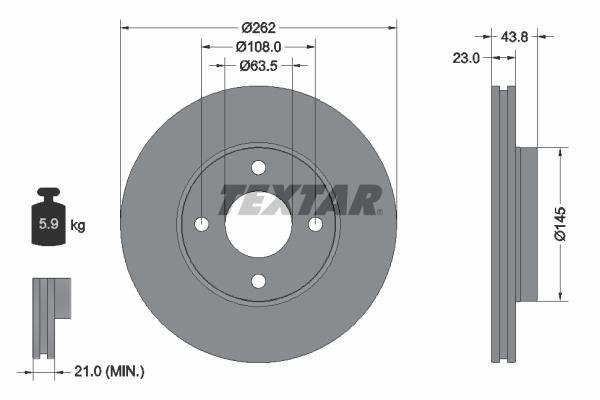 92292703 Textar Innenbelüftete Bremsscheibe