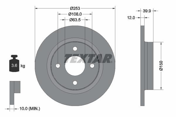 92292803 Textar Unbelüftete Bremsscheibe