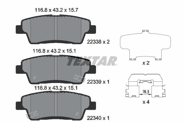 Textar 2233801 Brake Pad Set, disc brake 2233801: Buy near me in Poland at 2407.PL - Good price!