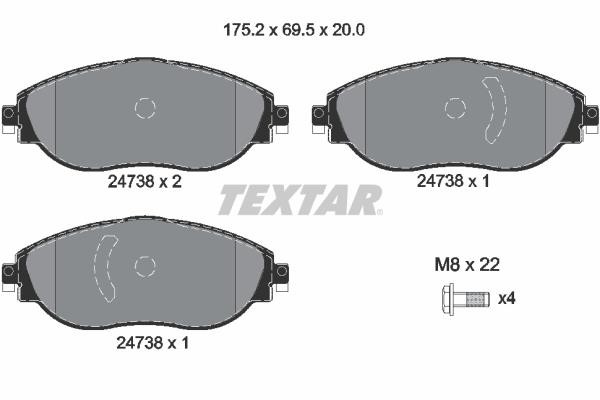 Textar 2473806 Brake Pad Set, disc brake 2473806: Buy near me in Poland at 2407.PL - Good price!