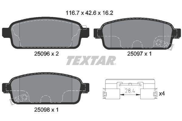 Textar 2509606 Brake Pad Set, disc brake 2509606: Buy near me in Poland at 2407.PL - Good price!