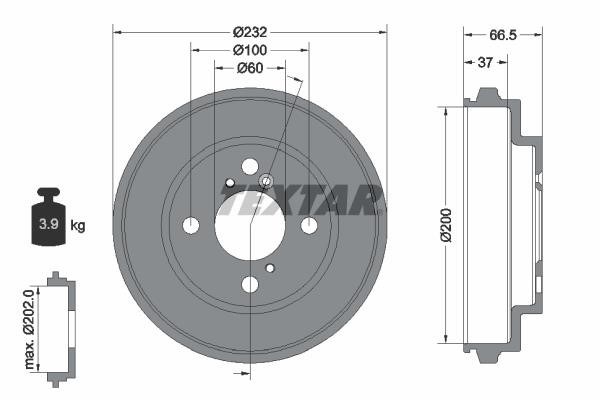 Textar 94044300 Brake drum 94044300: Buy near me at 2407.PL in Poland at an Affordable price!