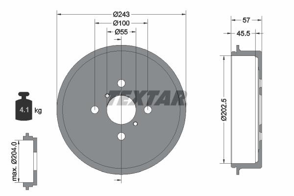 Textar 94045200 Brake drum 94045200: Buy near me at 2407.PL in Poland at an Affordable price!