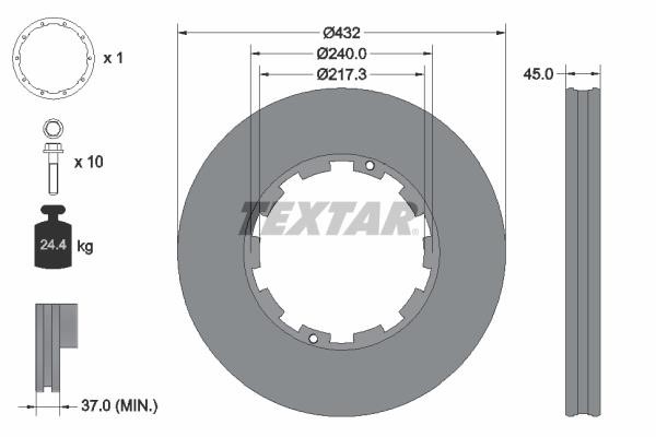 Textar 93145600 Rear ventilated brake disc 93145600: Buy near me in Poland at 2407.PL - Good price!