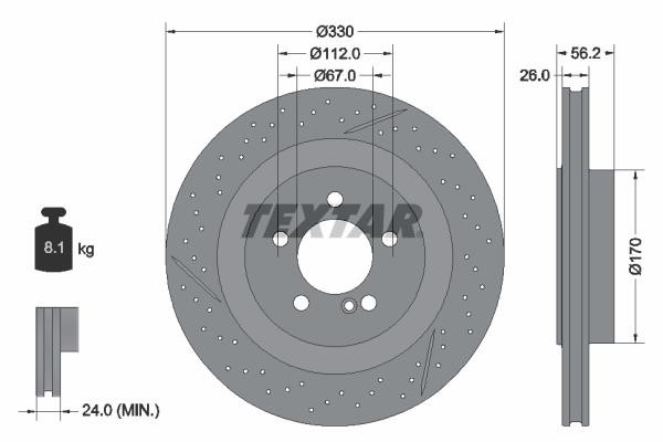 Textar 92151605 Rear ventilated brake disc 92151605: Buy near me in Poland at 2407.PL - Good price!