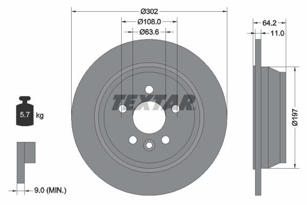 Textar 92283003 Rear brake disc, non-ventilated 92283003: Buy near me in Poland at 2407.PL - Good price!