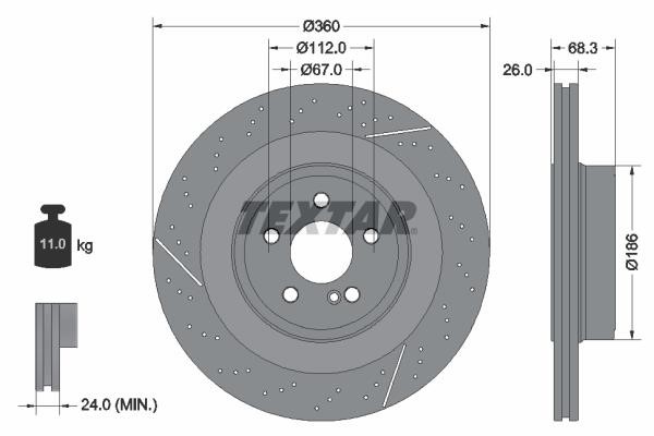 Textar 92283805 Ventilated brake disc with slotting and perforation 92283805: Buy near me in Poland at 2407.PL - Good price!
