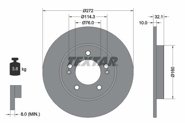 Textar 92291703 Unventilated brake disc 92291703: Buy near me in Poland at 2407.PL - Good price!