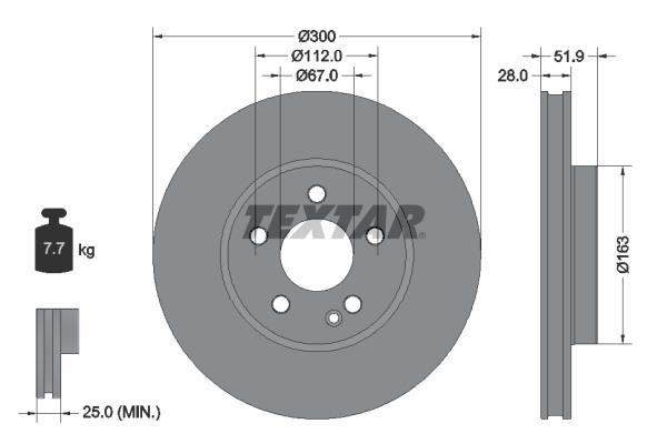 Textar 92291803 Front brake disc ventilated 92291803: Buy near me in Poland at 2407.PL - Good price!