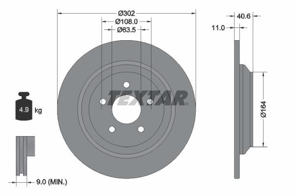 Textar 92292403 Unventilated brake disc 92292403: Buy near me in Poland at 2407.PL - Good price!
