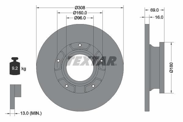 Textar 92292603 Unventilated brake disc 92292603: Buy near me in Poland at 2407.PL - Good price!