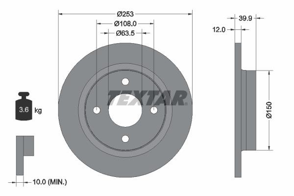 Textar 92292803 Unventilated brake disc 92292803: Buy near me in Poland at 2407.PL - Good price!