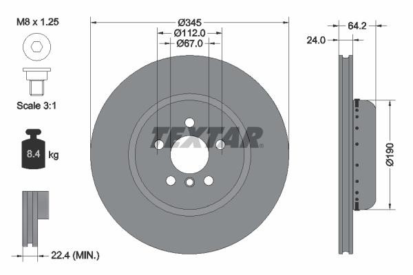 Textar 92288625 Ventilated disc brake, 1 pcs. 92288625: Buy near me in Poland at 2407.PL - Good price!
