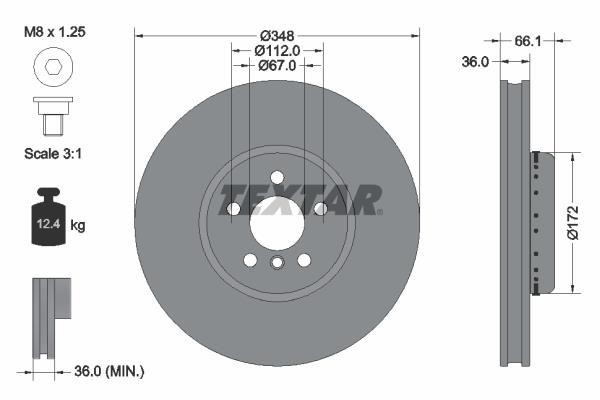 Textar 92288725 Ventilated disc brake, 1 pcs. 92288725: Buy near me in Poland at 2407.PL - Good price!