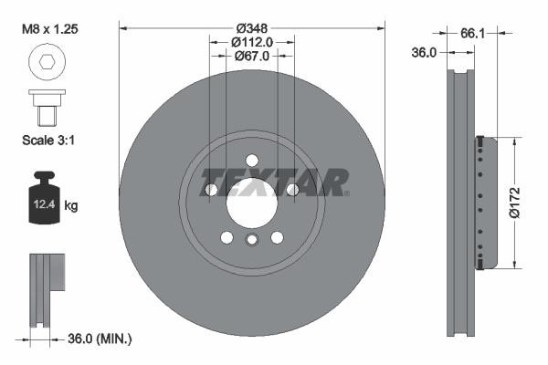 Textar 92288825 Ventilated disc brake, 1 pcs. 92288825: Buy near me in Poland at 2407.PL - Good price!