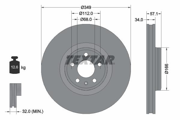 Textar 92289305 Ventilated disc brake, 1 pcs. 92289305: Buy near me in Poland at 2407.PL - Good price!