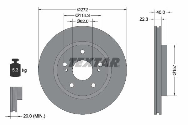 Textar 92289403 Ventilated disc brake, 1 pcs. 92289403: Buy near me in Poland at 2407.PL - Good price!