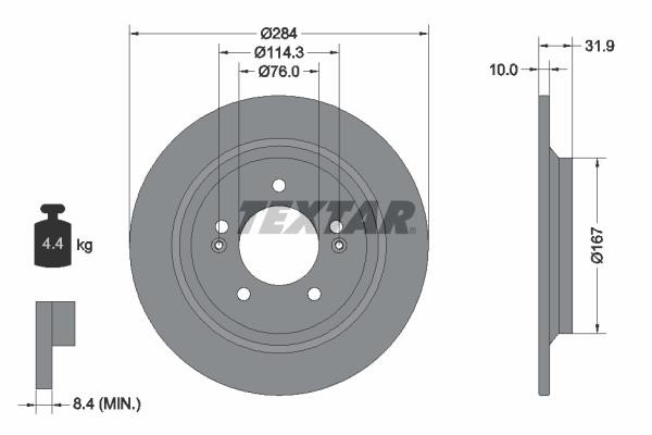 Textar 92293103 Rear brake disc, non-ventilated 92293103: Buy near me in Poland at 2407.PL - Good price!