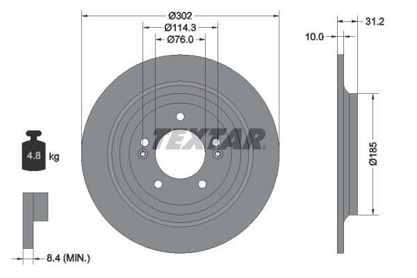 Textar 92293403 Unventilated brake disc 92293403: Buy near me in Poland at 2407.PL - Good price!