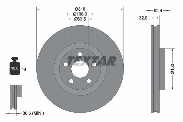 Textar 92293603 Тормозной диск вентилируемый, 1 шт. 92293603: Купить в Польше - Отличная цена на 2407.PL!
