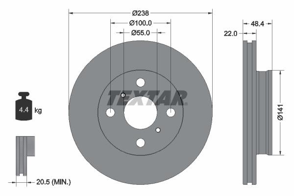 Textar 92294603 Тормозной диск вентилируемый, 1 шт. 92294603: Отличная цена - Купить в Польше на 2407.PL!