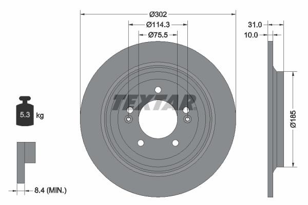 Textar 92294803 Unventilated brake disc 92294803: Buy near me in Poland at 2407.PL - Good price!