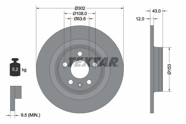 Textar 92295105 Unventilated brake disc 92295105: Buy near me in Poland at 2407.PL - Good price!