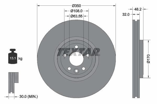 Textar 92308205 Front brake disc ventilated 92308205: Buy near me in Poland at 2407.PL - Good price!