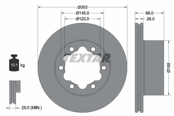Textar 92295303 Ventilated disc brake, 1 pcs. 92295303: Buy near me in Poland at 2407.PL - Good price!