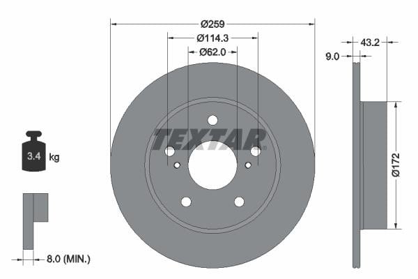 Textar 92308303 Тормозной диск задний невентилируемый 92308303: Купить в Польше - Отличная цена на 2407.PL!