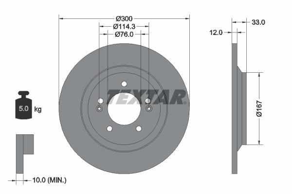 Textar 92296303 Unventilated brake disc 92296303: Buy near me in Poland at 2407.PL - Good price!