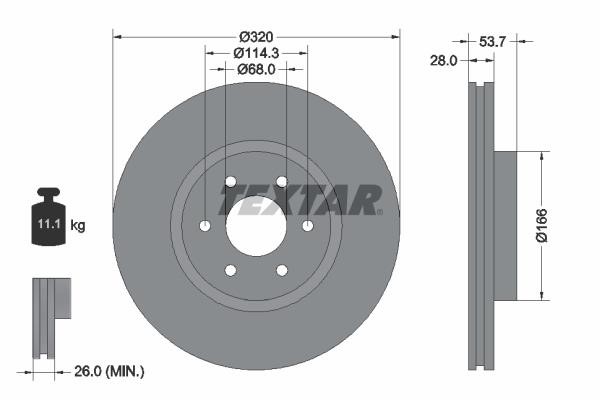 Textar 92296503 Ventilated disc brake, 1 pcs. 92296503: Buy near me at 2407.PL in Poland at an Affordable price!