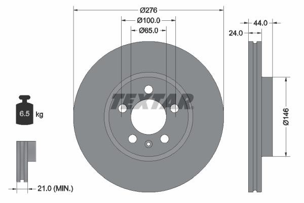Textar 92313703 Тормозной диск передний вентилируемый 92313703: Отличная цена - Купить в Польше на 2407.PL!