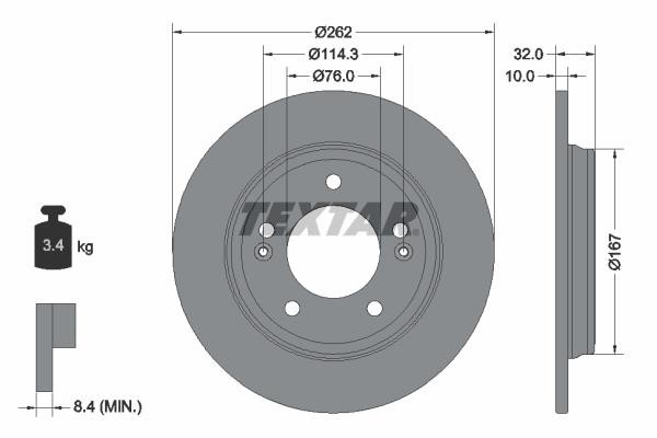 Textar 92314403 Rear brake disc, non-ventilated 92314403: Buy near me in Poland at 2407.PL - Good price!