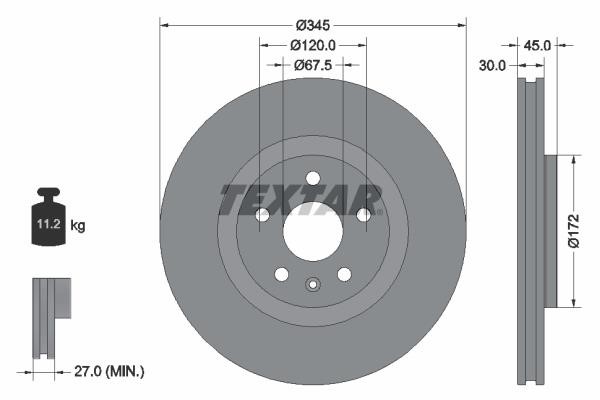Textar 92314505 Тормозной диск передний вентилируемый 92314505: Отличная цена - Купить в Польше на 2407.PL!
