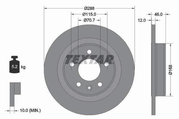 Textar 92314603 Rear brake disc, non-ventilated 92314603: Buy near me in Poland at 2407.PL - Good price!