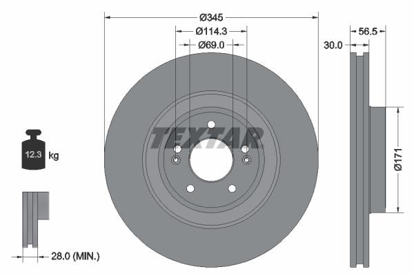 Textar 92314805 Front brake disc ventilated 92314805: Buy near me at 2407.PL in Poland at an Affordable price!