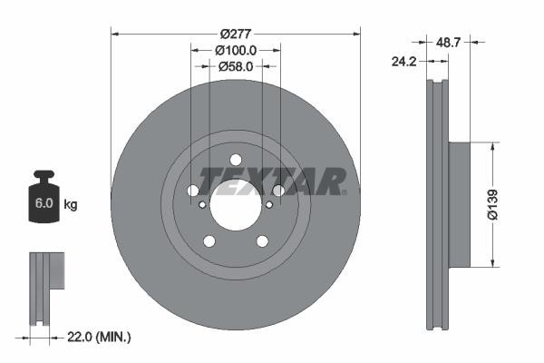 Textar 92315403 Front brake disc ventilated 92315403: Buy near me in Poland at 2407.PL - Good price!