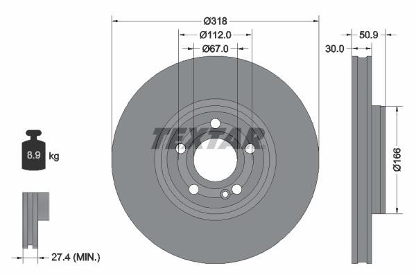 Textar 92316705 Front brake disc ventilated 92316705: Buy near me at 2407.PL in Poland at an Affordable price!