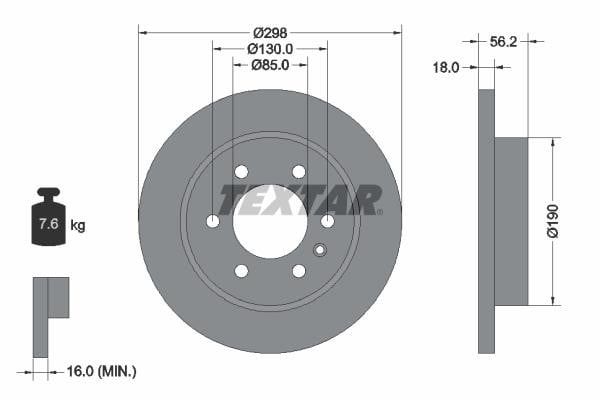 Textar 92301003 Rear brake disc, non-ventilated 92301003: Buy near me in Poland at 2407.PL - Good price!