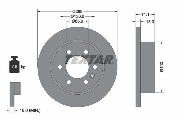 Textar 92301103 Rear brake disc, non-ventilated 92301103: Buy near me at 2407.PL in Poland at an Affordable price!