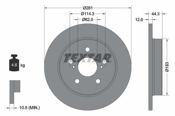 Textar 92301403 Rear brake disc, non-ventilated 92301403: Buy near me in Poland at 2407.PL - Good price!