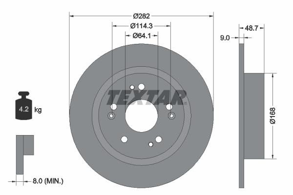 Textar 92301603 Rear brake disc, non-ventilated 92301603: Buy near me in Poland at 2407.PL - Good price!